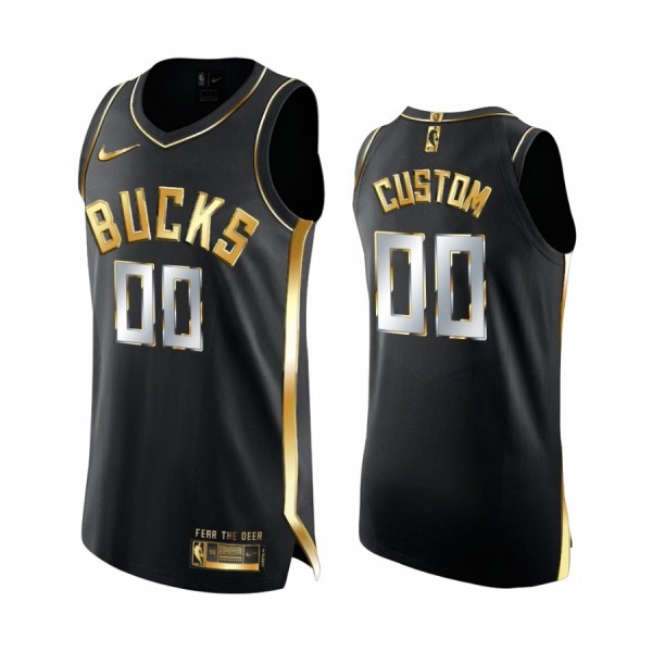 Milwaukee Bucks Trikot Benutzerdefinierte 2020-21 Schwarz Golden Edition Swingman - Herren